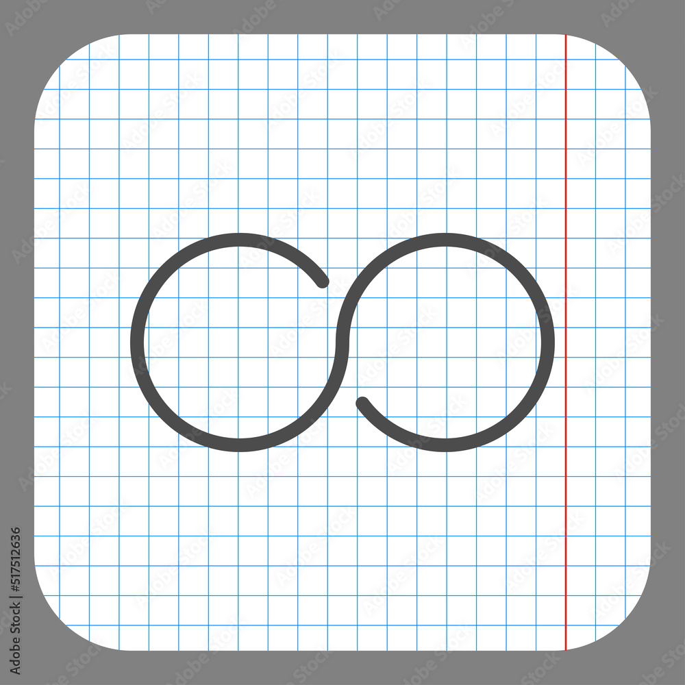 Poster infinity simple icon vector. flat design. on graph paper. grey background.ai