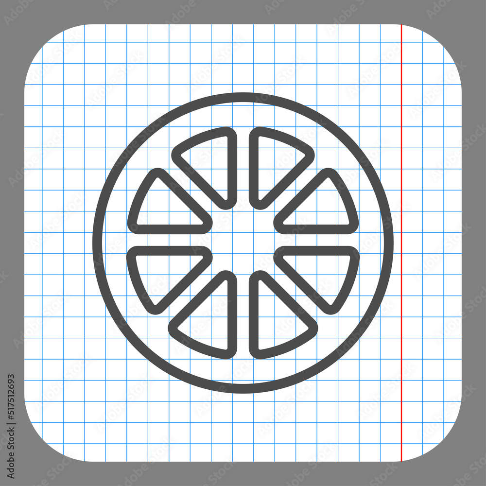 Poster lemon simple icon vector. flat design. on graph paper. grey background.ai