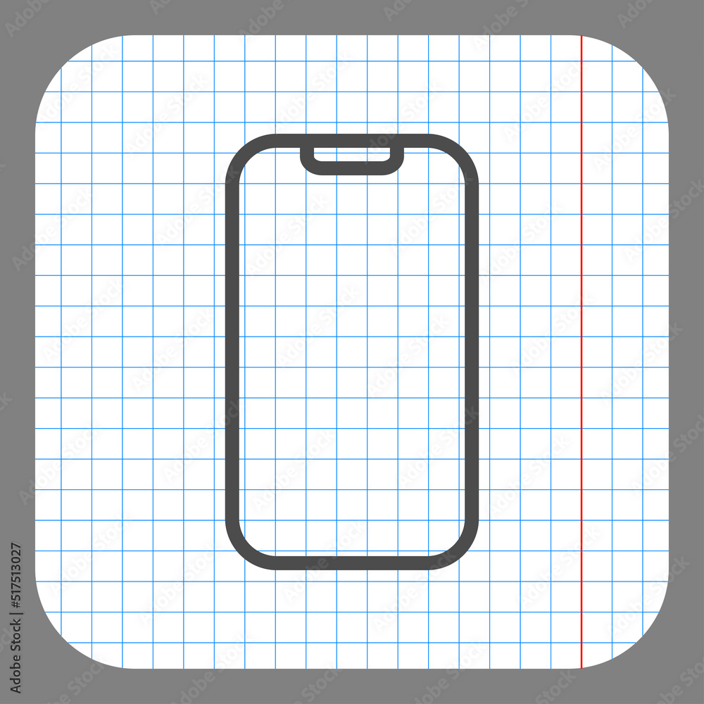 Poster mobile phone simple icon vector. flat design. on graph paper. grey background.ai