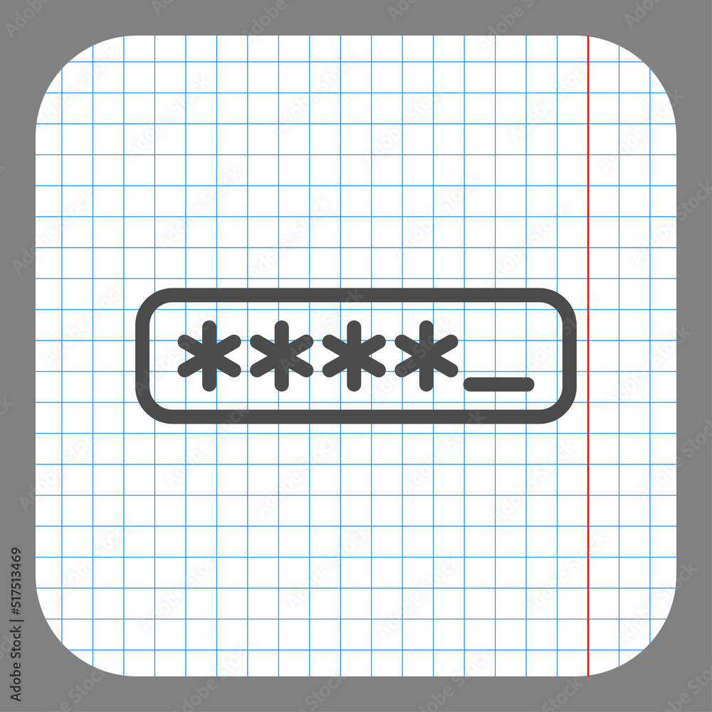 Poster password simple icon, vector. flat design. on graph paper. grey background.ai