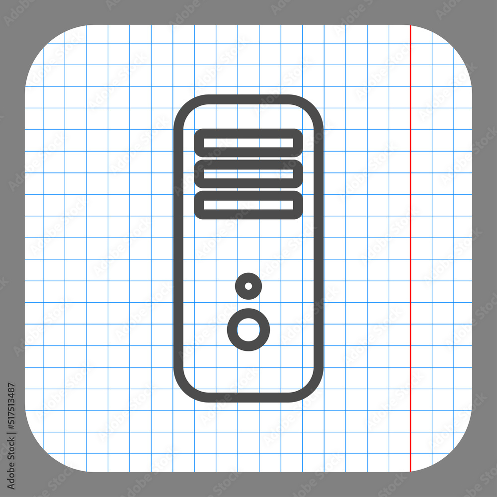 Poster pc simple icon vector. flat design. on graph paper. grey background.ai