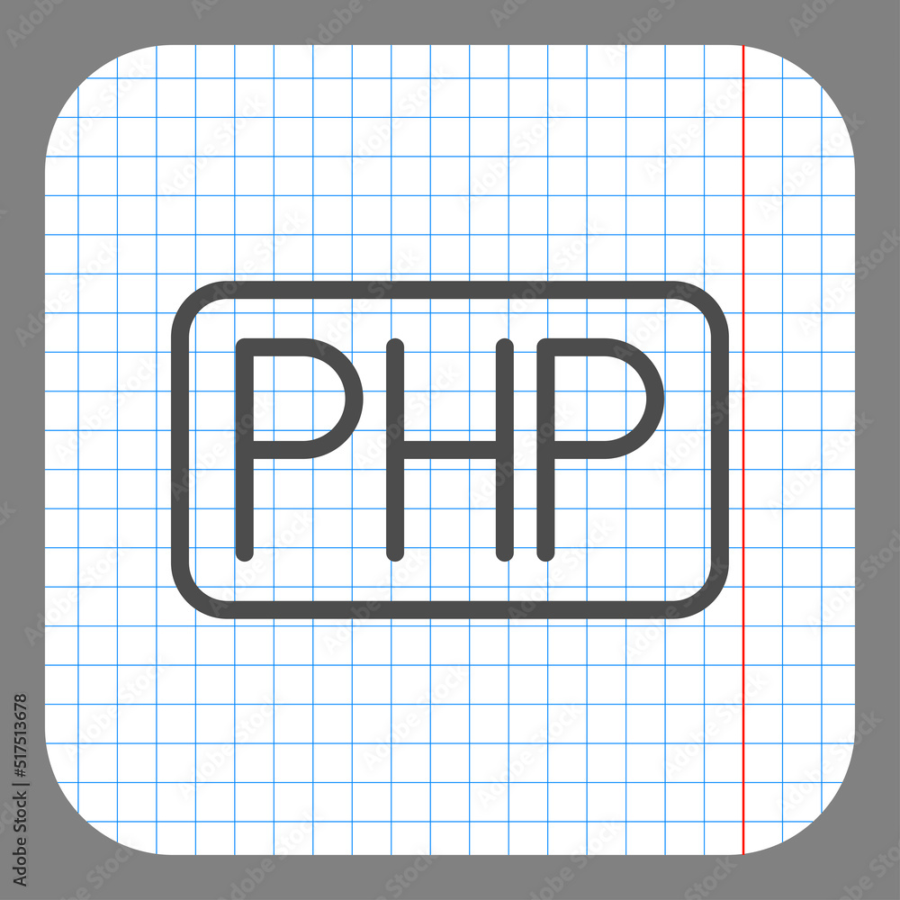 Poster php simple icon vector. flat design. on graph paper. grey background.ai