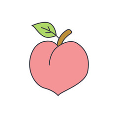 Peach icon in color, isolated on white background 
