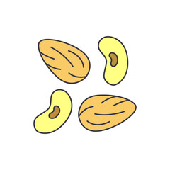 Nut icon in color, isolated on white background 