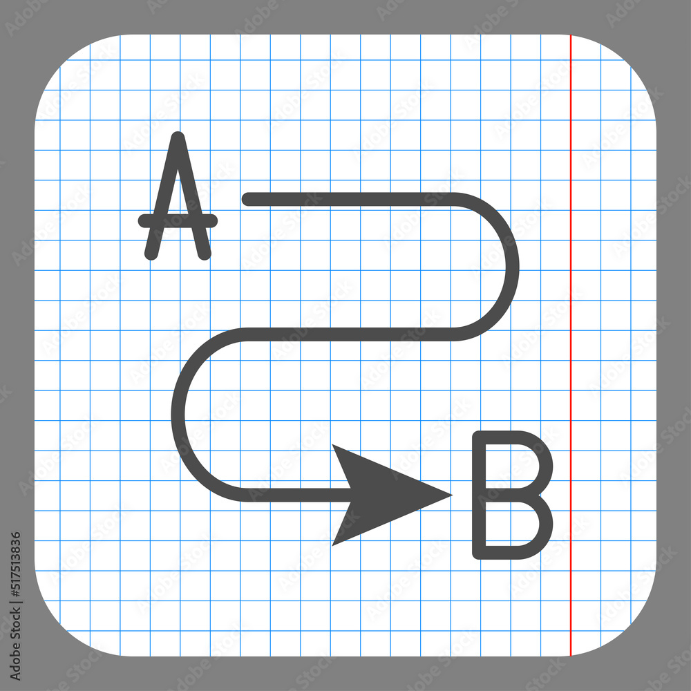 Poster route simple icon vector. flat design. on graph paper. grey background.ai