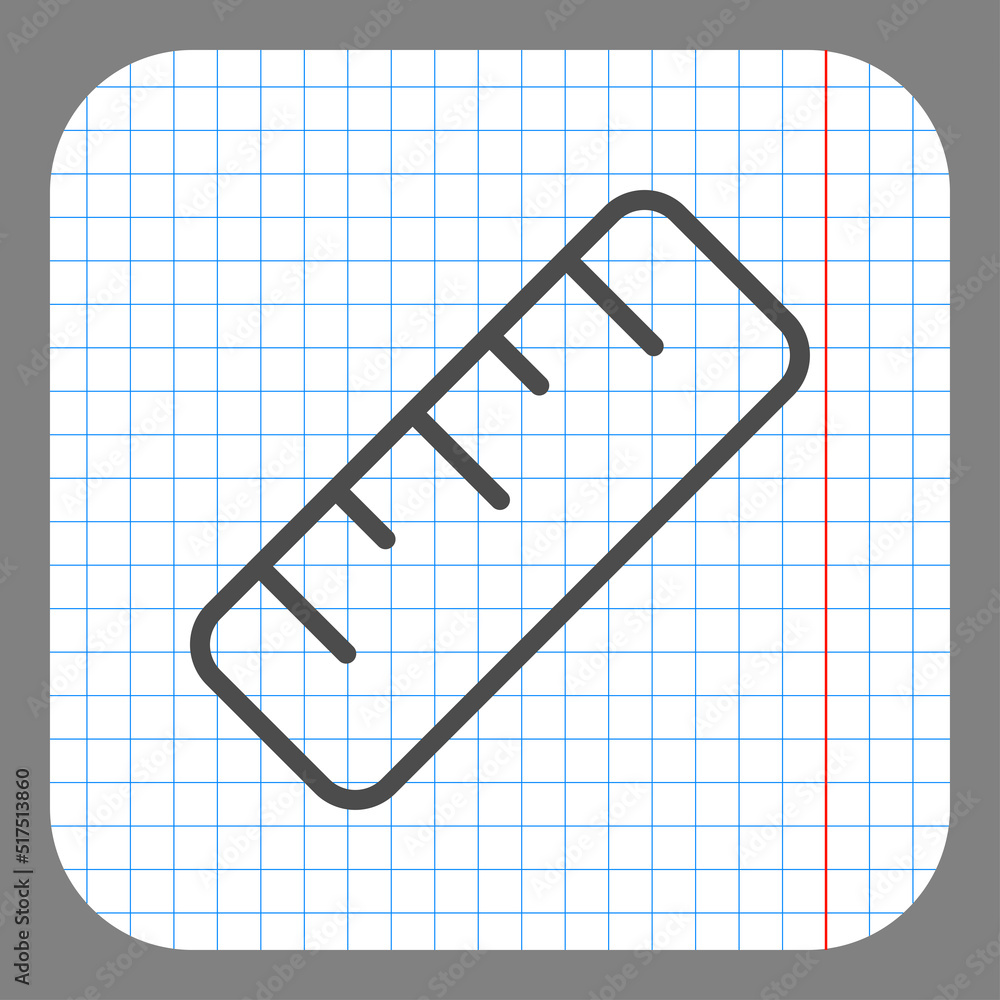 Poster ruler simple icon vector. flar design. on graph paper. grey background.ai