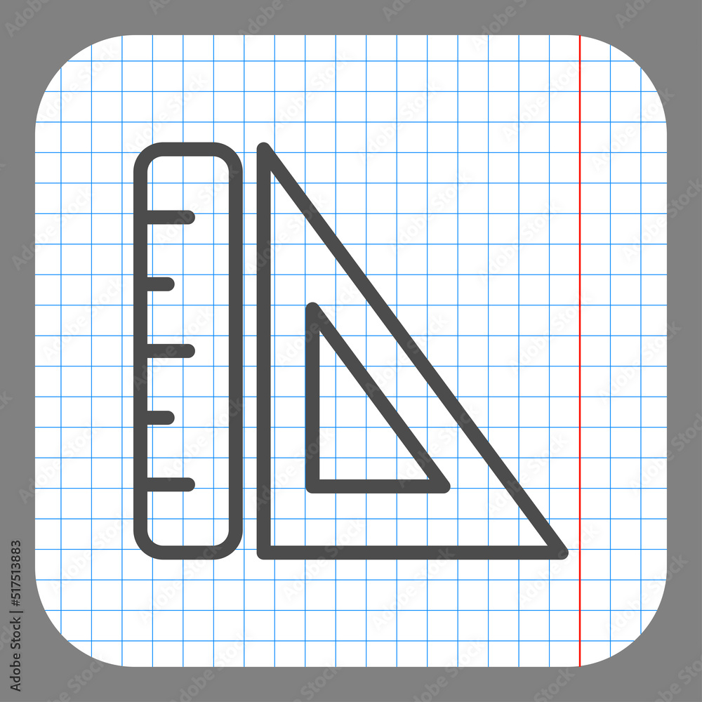 Poster ruler simple icon, vector. flar design. on graph paper. grey background.ai