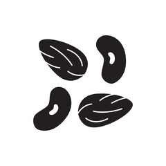 Nut icon in black flat glyph, filled style isolated on white background