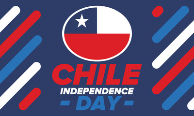 Chile Independence Day. Happy national holiday Fiestas Patrias. Freedom day. Celebrate annual in September 18. Chile flag. Patriotic chilean design. Poster, card, banner, template, background. Vector