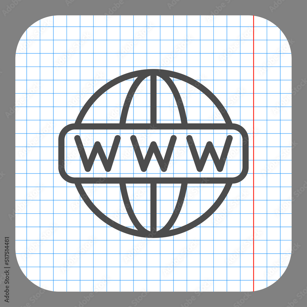 Aufkleber world wide web icon vector. flat design. on graph paper. grey background.ai