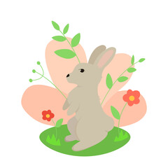 minimalistic easter bunny flat illustration