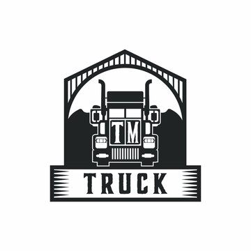 TM Initial Letter Truck Logo Design Simple Stock Vector