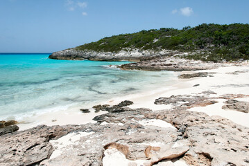 Fototapeta na wymiar Half Moon Cay Island Beach And Rocks