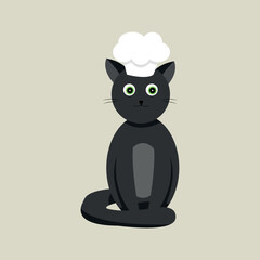 Black cat cook with a hat