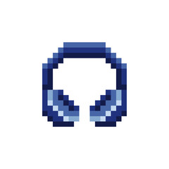 Obraz premium Headphone pixel art style icon element design for logo mobile app, web, sчticker. Isolated retro vintage 80s abstract vector illustration. Video game sprite. 