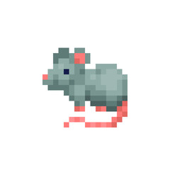 Mouse, rat pixel art icon. Design for logo, sticker and mobile app. Isolated vector illustration.