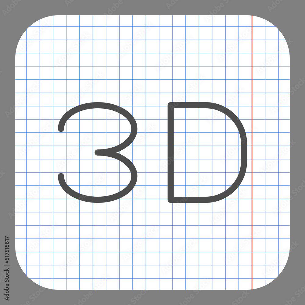 Aufkleber 3d simple icon vector. flat design. on graph paper. grey background.ai