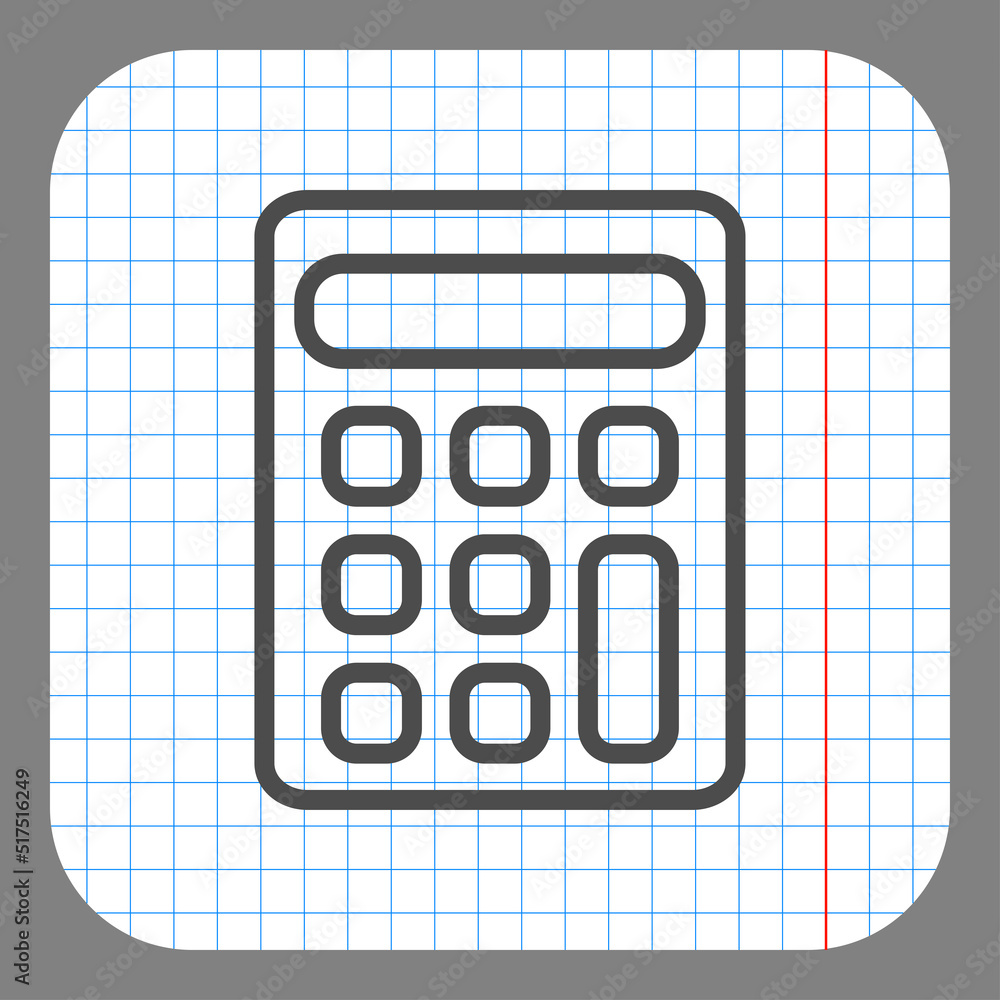 Poster calculator simple icon vector. flat design. on graph paper. grey background.ai