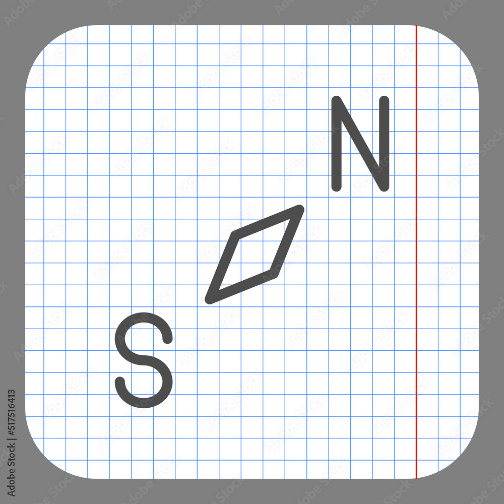 Poster compass icon vector. flat design. on graph paper. grey background.ai