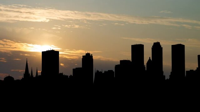 Tulsa, Oklahoma, USA downtown Skyline, Time Lapse at Sunrise with Colorful Sky