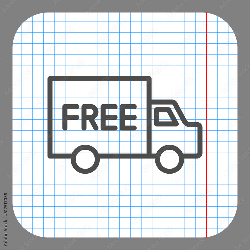 Poster free delivery simple icon vector. flat design. on graph paper. grey background.ai