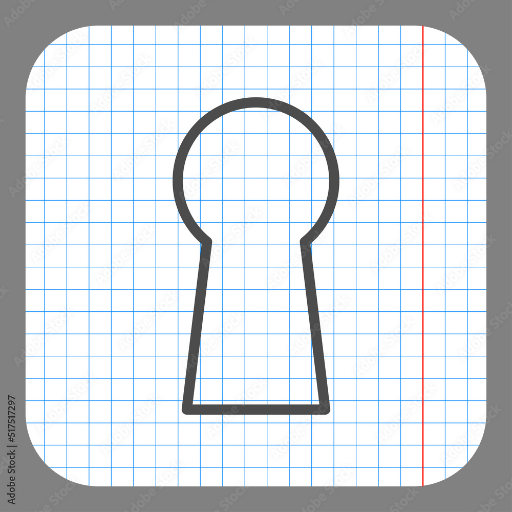 Poster keyhole simple icon vector. flat design. on graph paper. grey background.ai