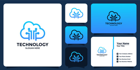 cloud technology design logo and branding card