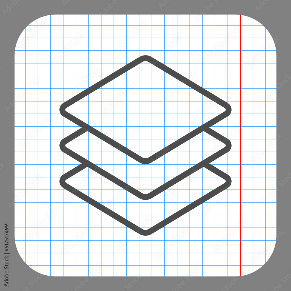 Aufkleber layers simple icon vector. flat design. on graph paper. grey background.ai