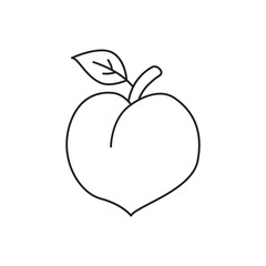 Peach icon in line style icon, isolated on white background