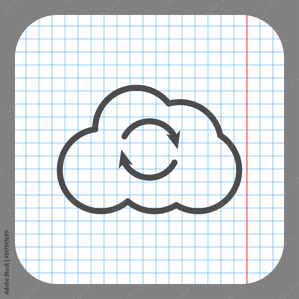 Aufkleber loading, cloud simple icon vector. flat design. on graph paper. grey background.ai
