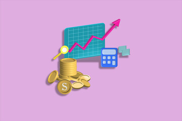 Concept of scanning to find stocks, big clips that are interesting to invest. From momentum and historical graphs, 3 d rendering illustrations.