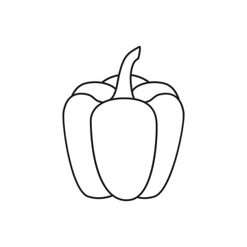 Bell pepper, capcicum icon in line style icon, isolated on white background