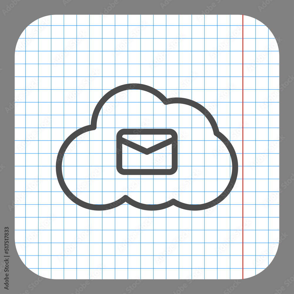 Poster mail, cloud simple icon vector. flat design. on graph paper. grey background.ai