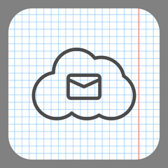 Mail, cloud simple icon vector. Flat design. On graph paper. Grey background.ai