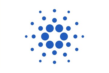 blue dots on white background, virtual cryptocurrency - financial technology and internet money, Concept of Cardano ADA Coin, a Cryptocurrency blockchain platform , Digital money