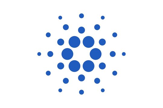blue dots on white background, virtual cryptocurrency - financial technology and internet money, Concept of Cardano ADA Coin, a Cryptocurrency blockchain platform , Digital money