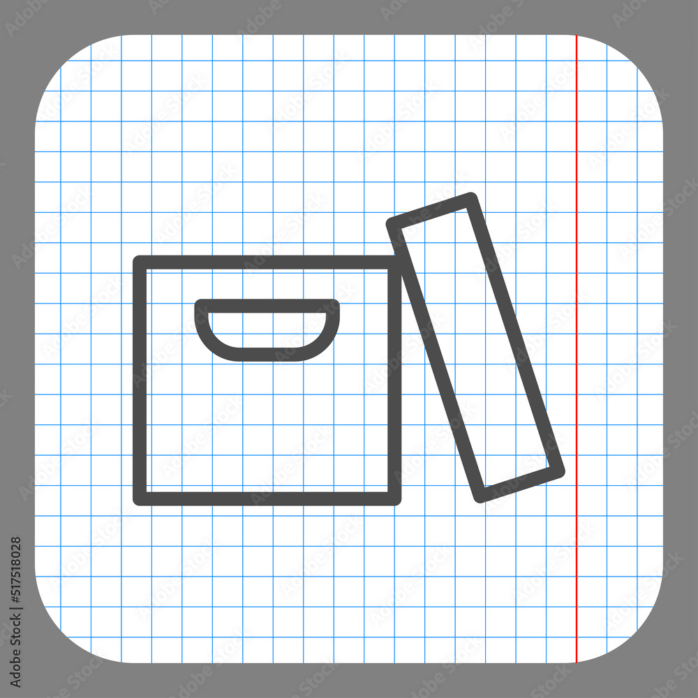 Poster open box icon vector. flat design. on graph paper. grey background.ai