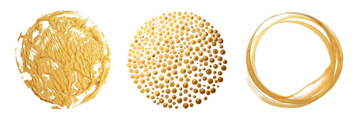 Gold (bronze) dots circle. Art Abstract  texture background.