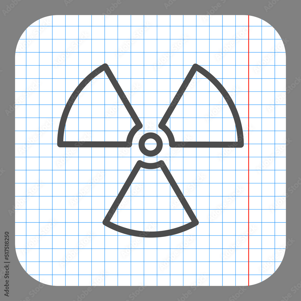Poster radiation simple icon vector. flat design. on graph paper. grey background.ai