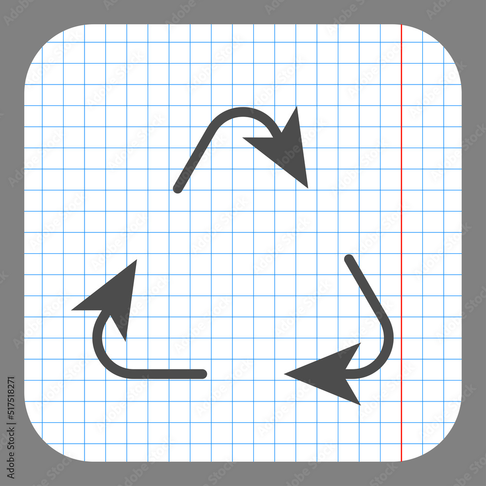 Aufkleber recycle simple icon vector. flat design. on graph paper. grey background.ai