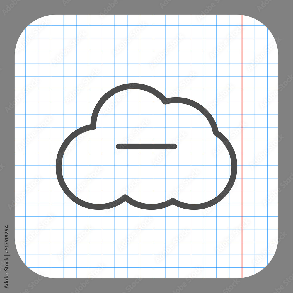 Poster remove, cloud simple icon vector. flat design. on graph paper. grey background.ai