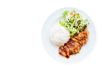 Fried Chicken teriyaki With Rice Isolate