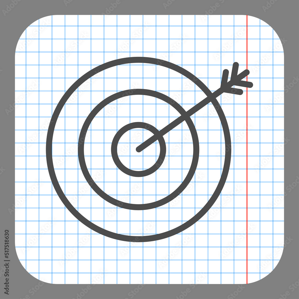 Aufkleber target simple icon vector. flat design. on graph paper. grey background.ai