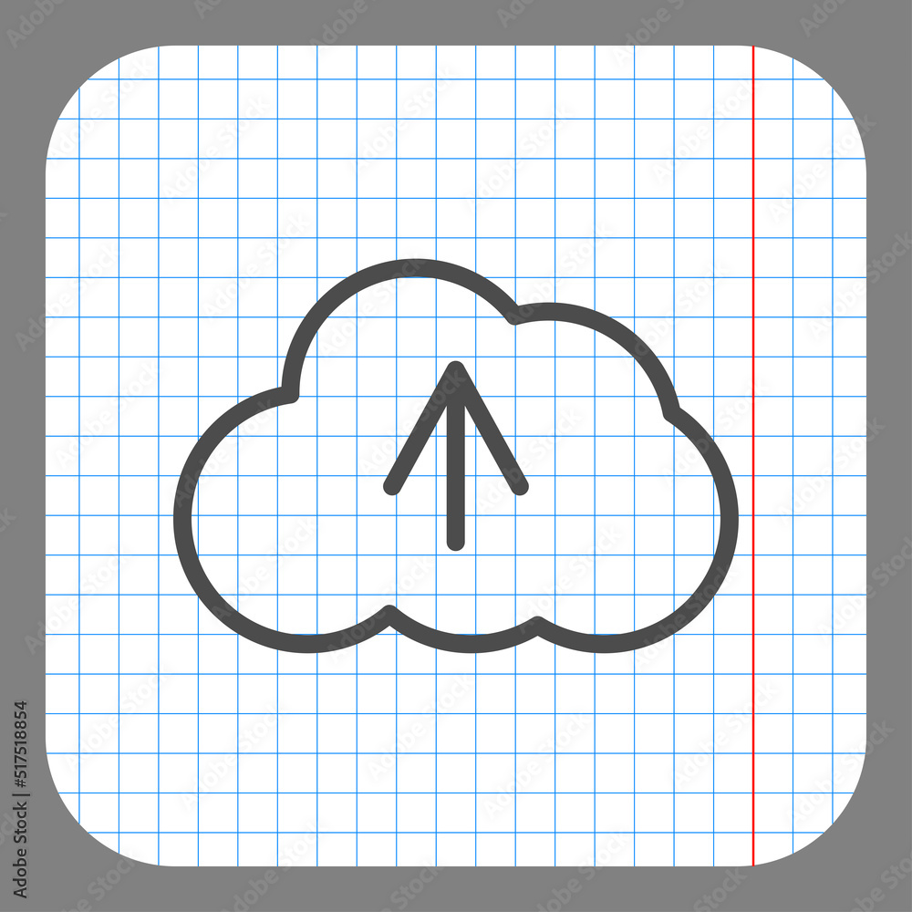Poster upload, cloud simple icon vector. flat design. on graph paper. grey background.ai