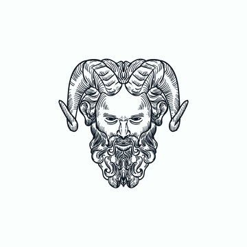 Vintage hand drawn sketch satyr