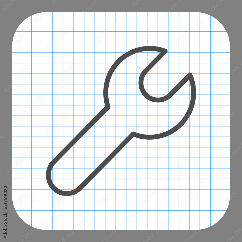Poster wrench simple icon vector. flat design. on graph paper. grey background.ai