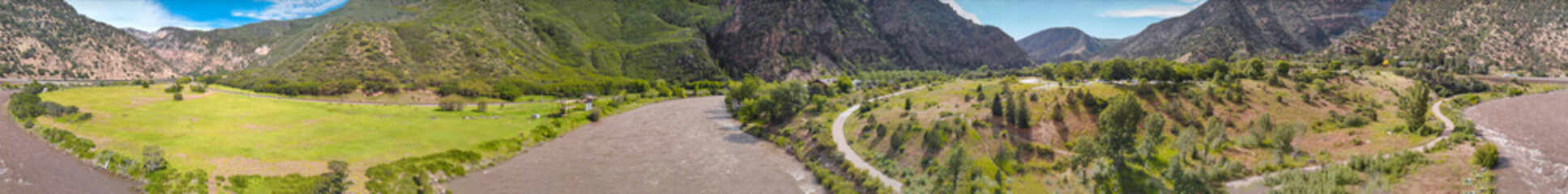 Aerial view of Colorado River and Canyon in summer season