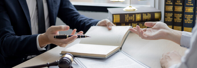 Attorney or judge provides legal advice to the client in the courtroom, Ethics in the courts...