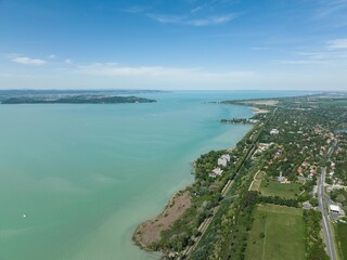 Fototapeta na wymiar Aerial view of Lake Balaton in Hungary