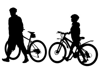 Fototapeta premium Sport people whit bike on white background